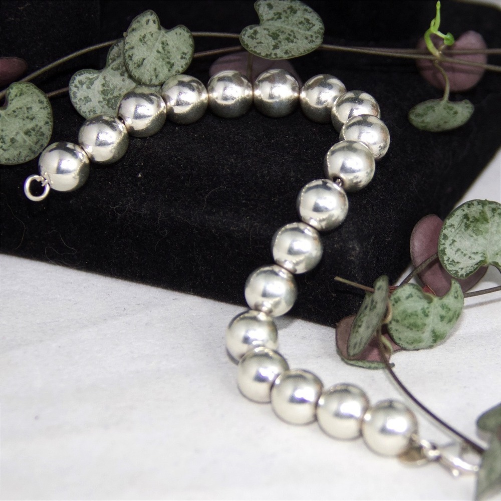 Tiffany & Co HardWear Sterling Silver 10mm Ball Bead Bracelet 7.5" 925